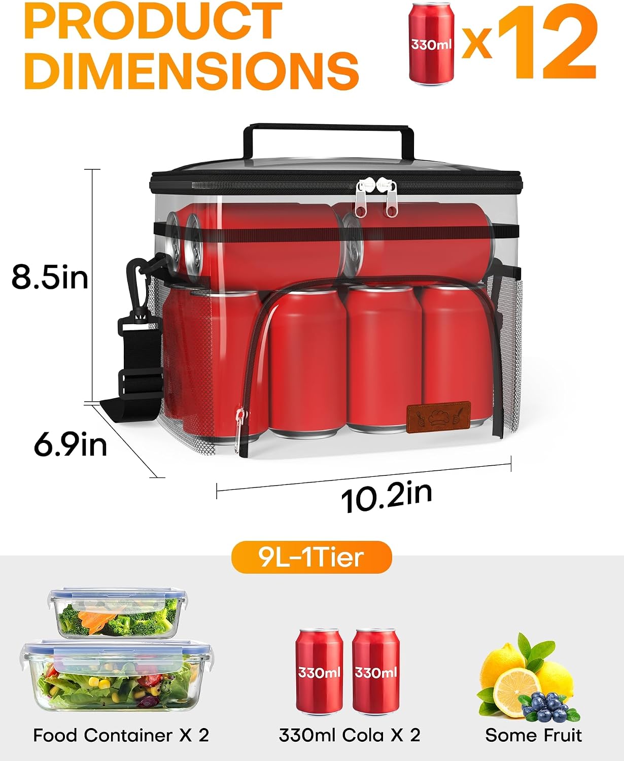 HOTOR Insulated Lunch Box Men Women Leak-Proof Cooler Lunch Bag 9L - Image 4