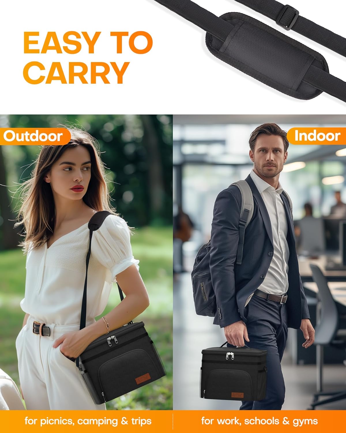 HOTOR Insulated Lunch Box Men Women Leak-Proof Cooler Lunch Bag 9L - Image 7
