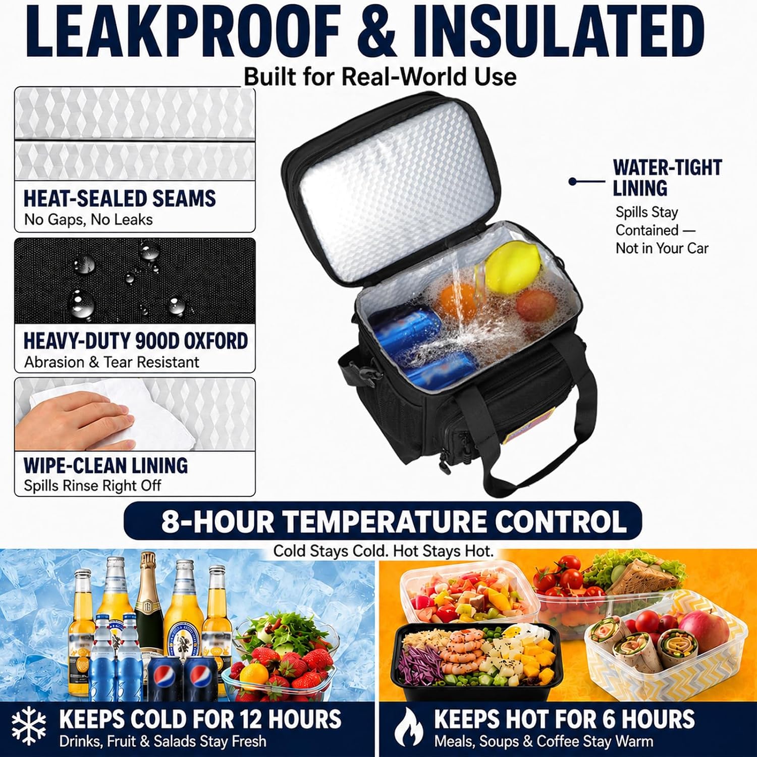 GLENKEY Tactical Lunch Box Men Expandable Insulated Leakproof Cooler Bag - Image 6