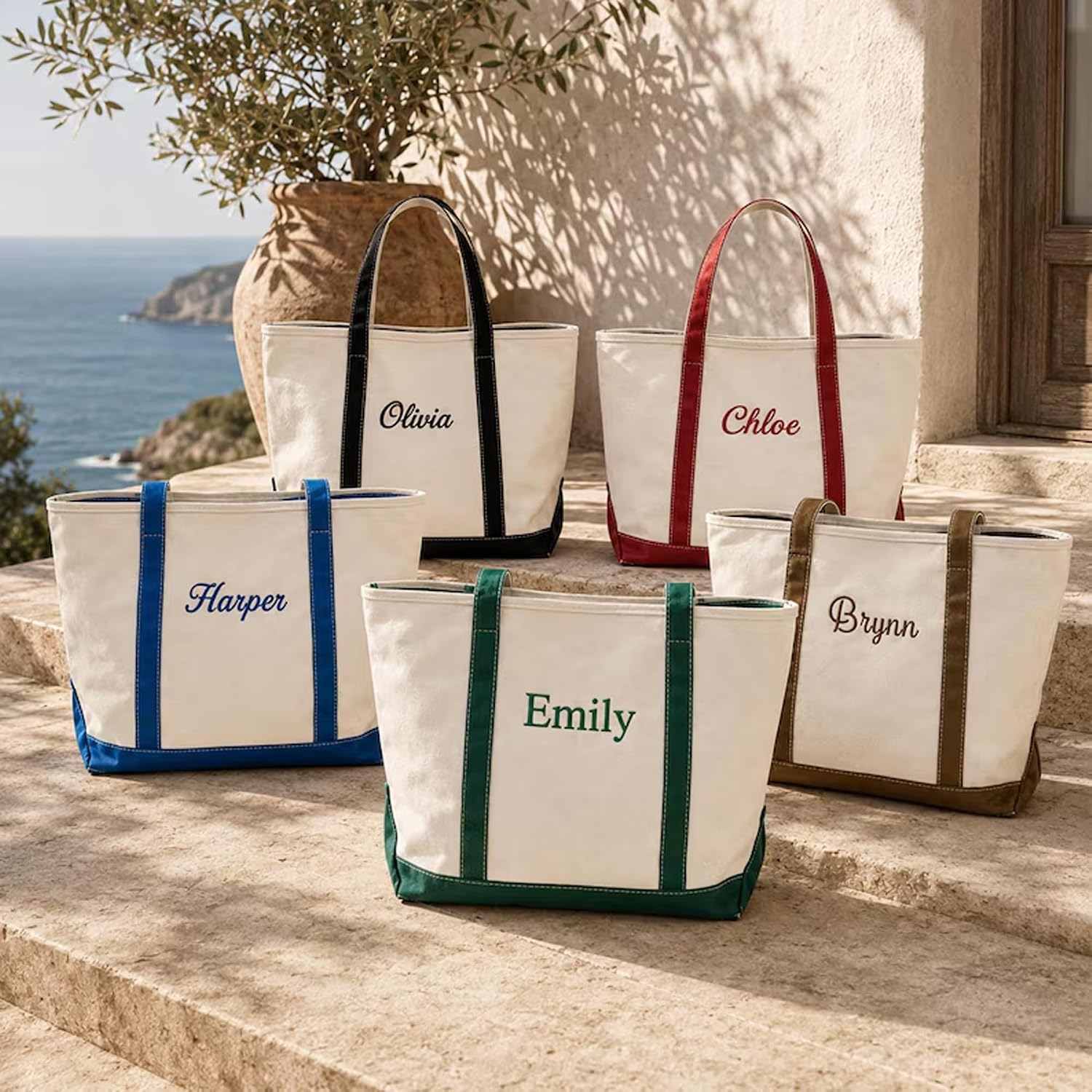 Personalized Embroidered Canvas Tote, Thick Daily shopping Bag for Women - Image 2