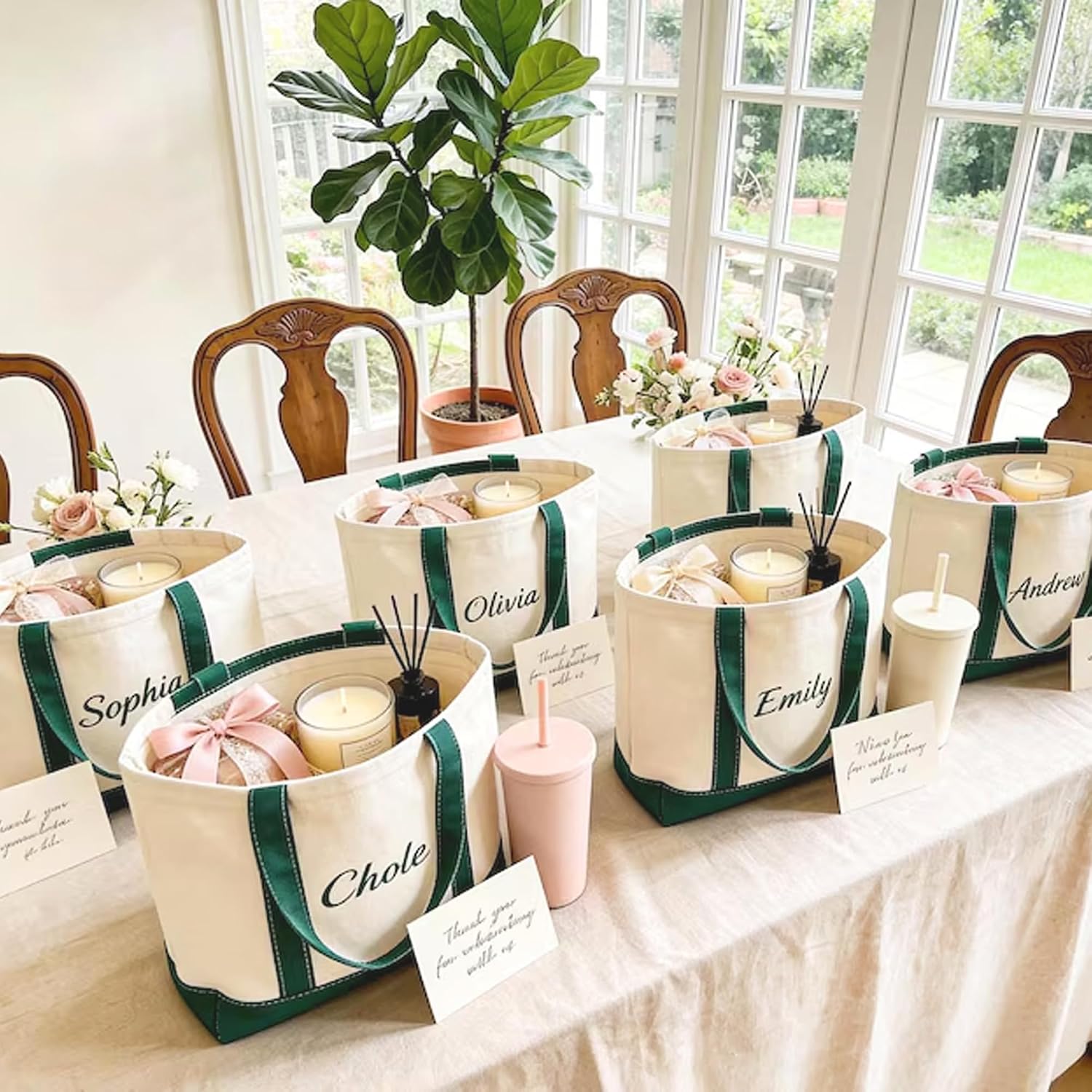 Personalized Embroidered Canvas Tote, Thick Daily shopping Bag for Women - Image 4
