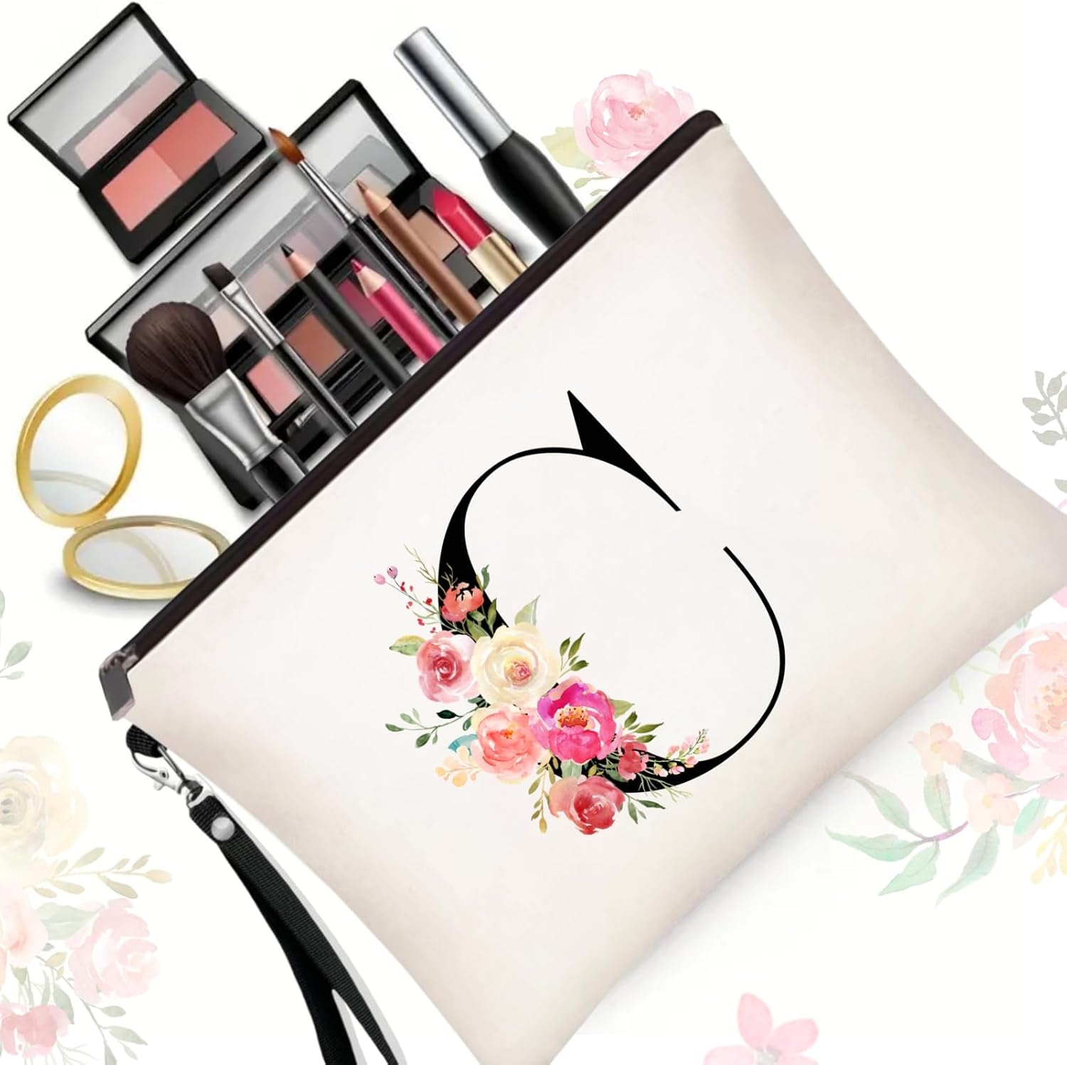 Initial Canvas Tote Bag for Women, Personalized Monogrammed Tote Bags with Makeup Gift Bag for Wedding Bridesmaids Birthday - Image 6