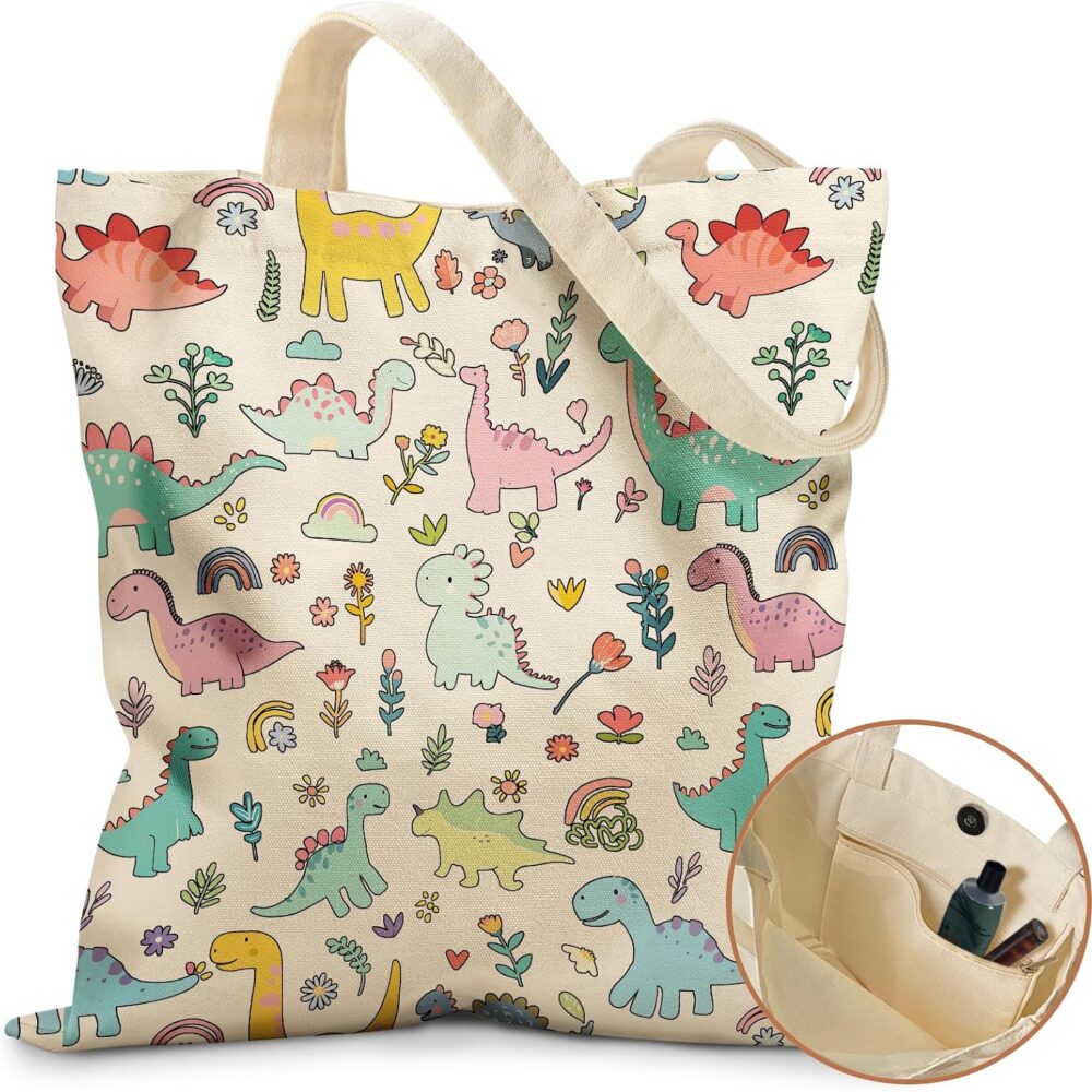 Miss Adola Aesthetic Tote Bag for Girls - with Magnetic Buckle and Zipper Inner Pocket for Women Lady Canvas Cotton Tote Bag