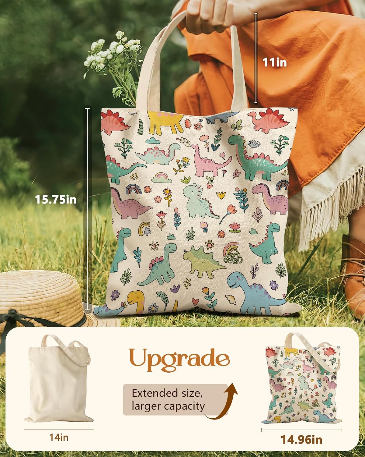 Miss Adola Aesthetic Tote Bag for Girls - with Magnetic Buckle and Zipper Inner Pocket for Women Lady Canvas Cotton Tote Bag - Image 3