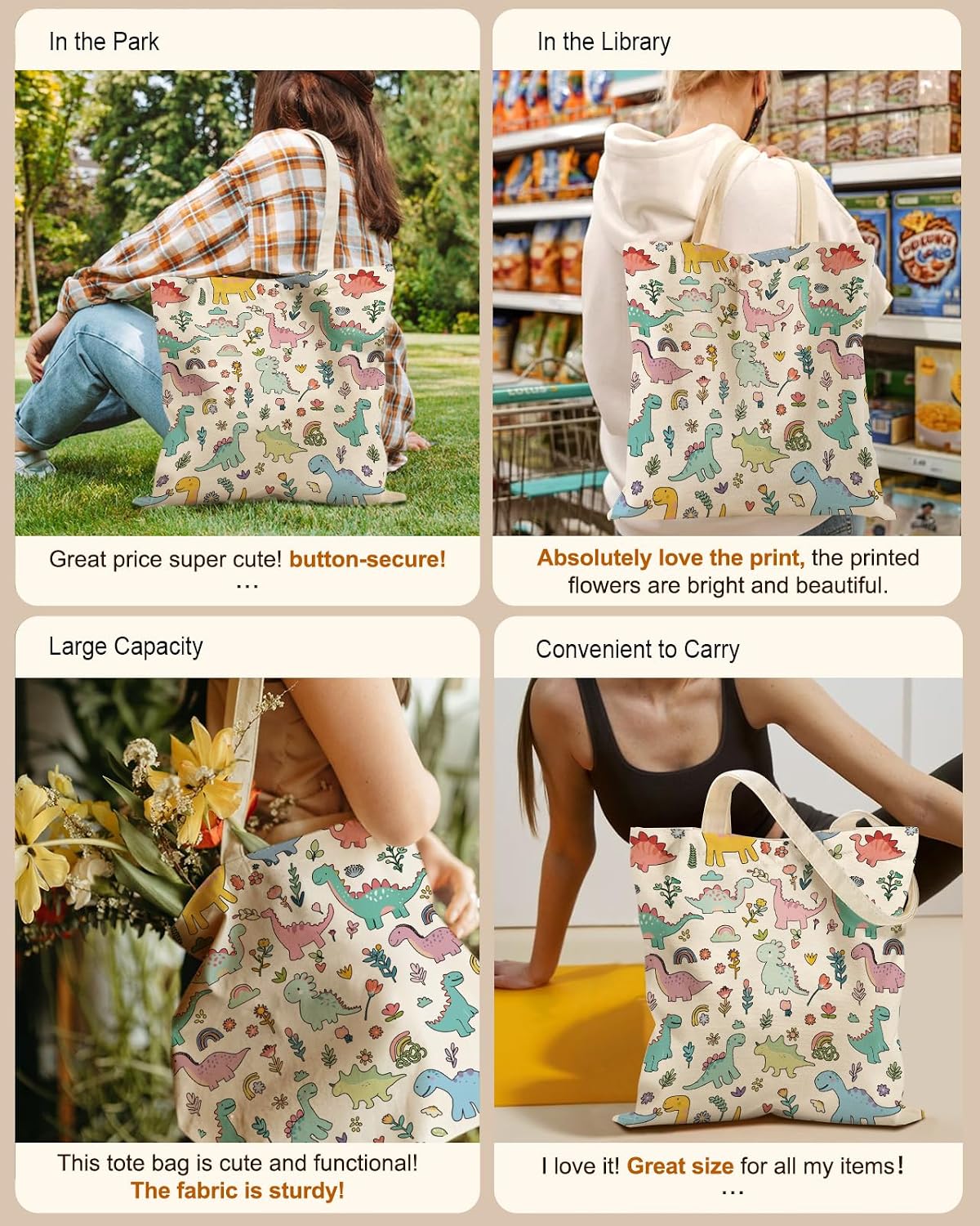 Miss Adola Aesthetic Tote Bag for Girls - with Magnetic Buckle and Zipper Inner Pocket for Women Lady Canvas Cotton Tote Bag - Image 6